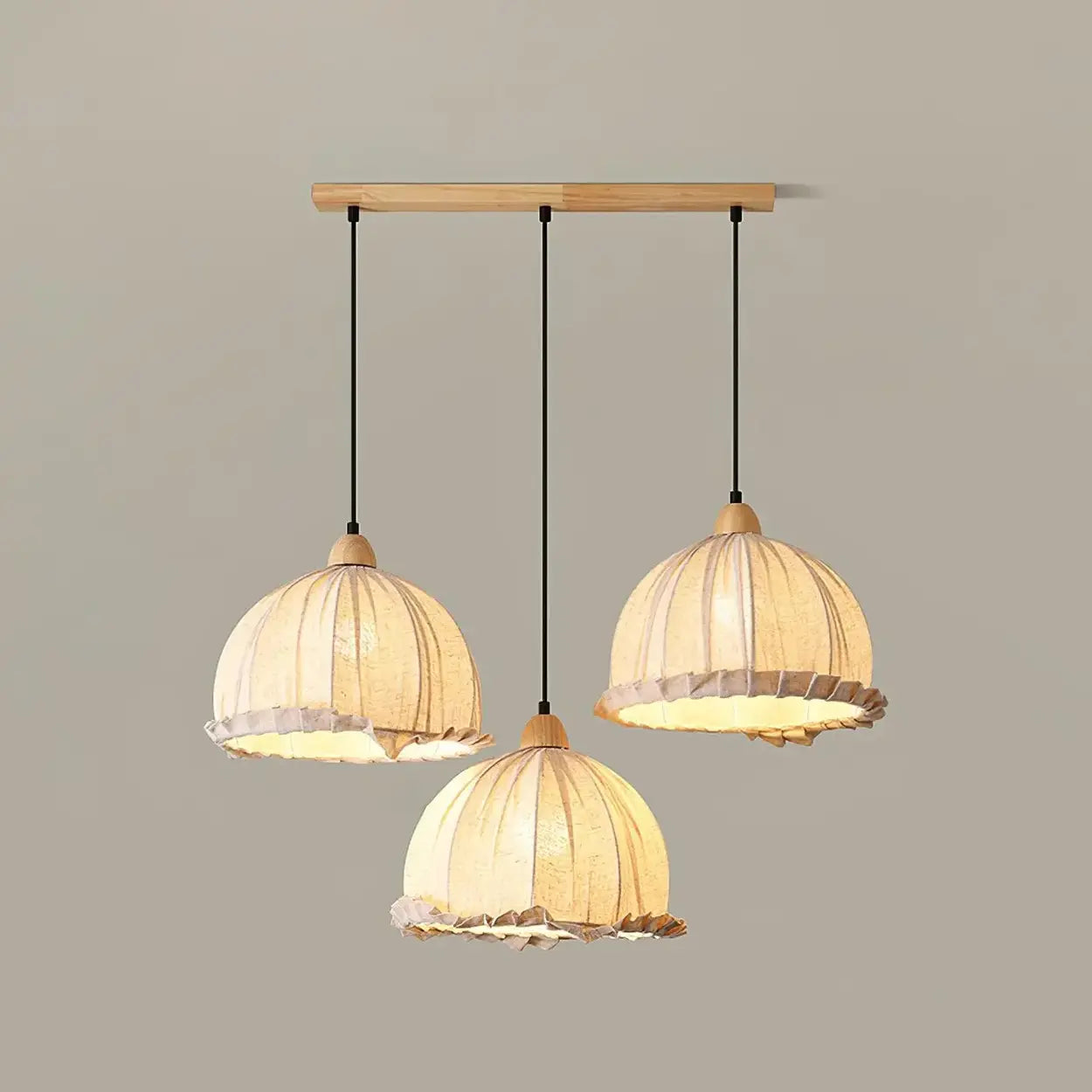 Pendant Light Wood Fabric Shade 150.0 cm 59.1 Inch Dining Room Scandinavian Japandi Hanging Ceiling Lamp E27 | Thomler