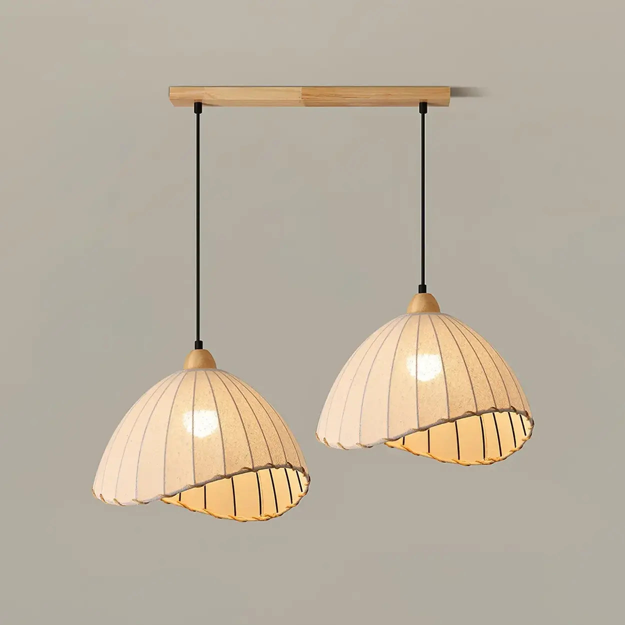Pendant Light Wood Fabric Shade 150.0 cm 59.1 Inch Dining Room Scandinavian Japandi Hanging Ceiling Lamp E27 | Thomler