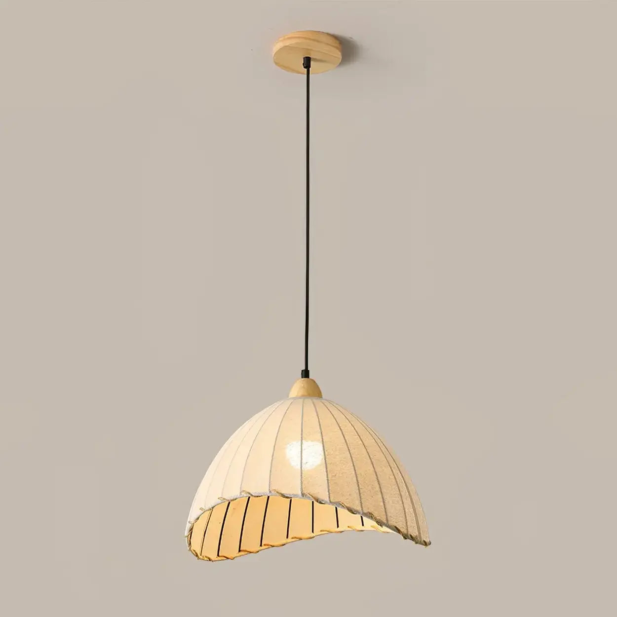 Pendant Light Wood Fabric Shade 150.0 cm 59.1 Inch Dining Room Scandinavian Japandi Hanging Ceiling Lamp E27 | Thomler
