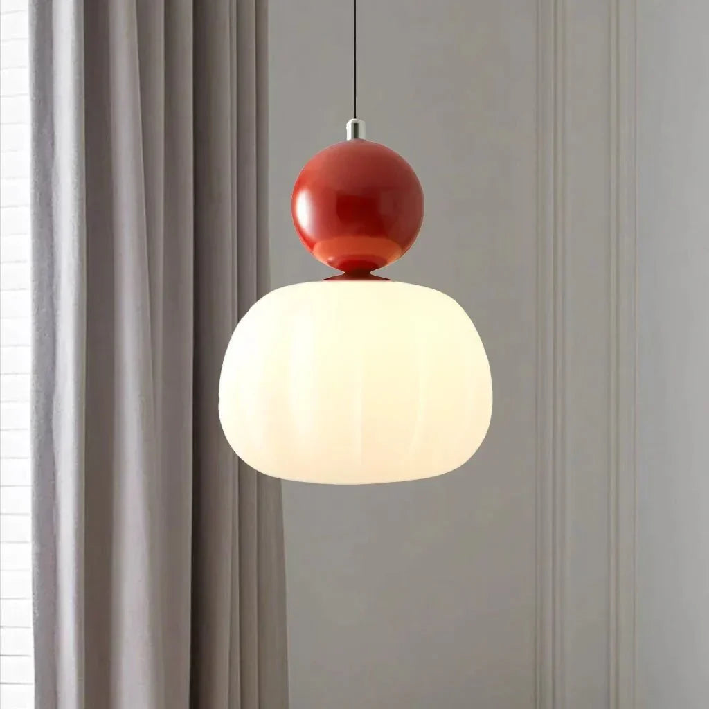 Cream Art Deco Hanging Lamp with Metal Dome Shade for Kitchen & Dining Room | Modern Geometric Pendant Ceiling Fixture | Thomler
