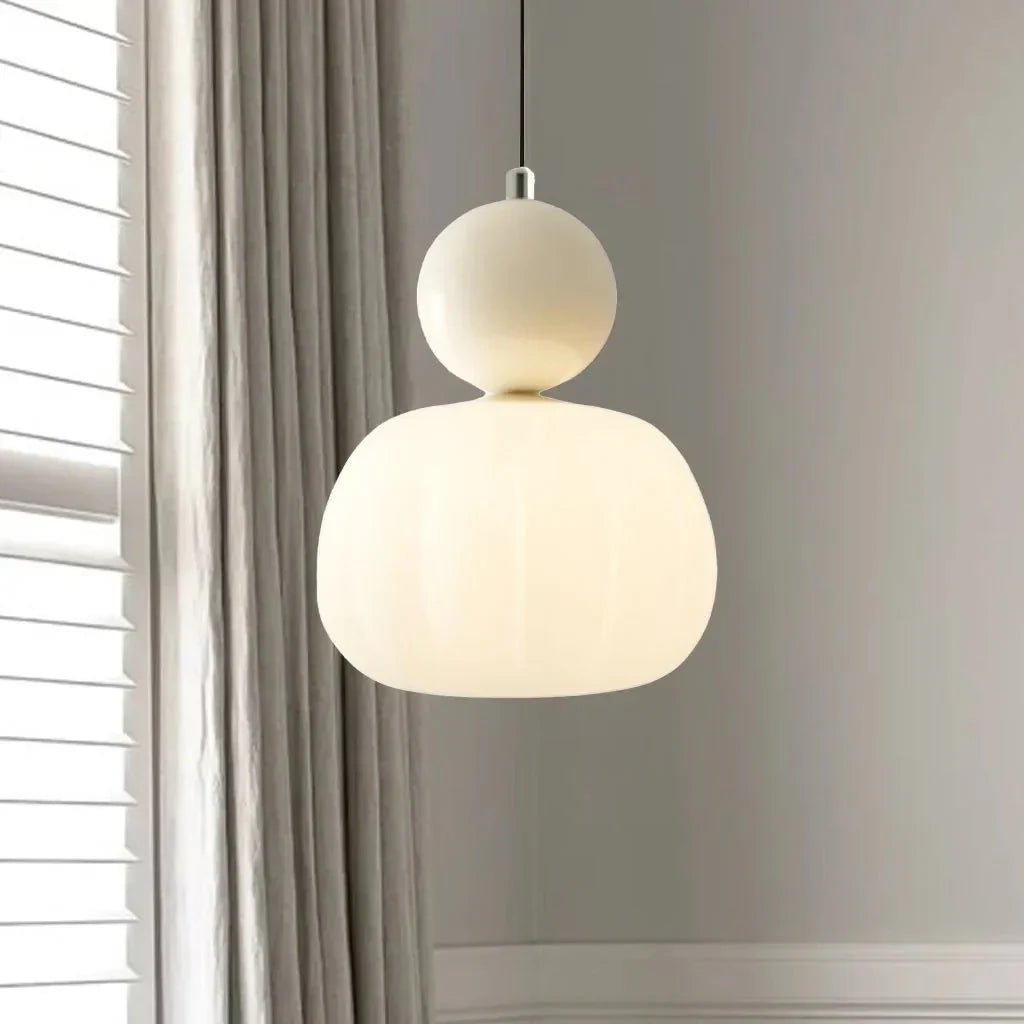 Cream Art Deco Hanging Lamp with Metal Dome Shade for Kitchen & Dining Room | Modern Geometric Pendant Ceiling Fixture | Thomler