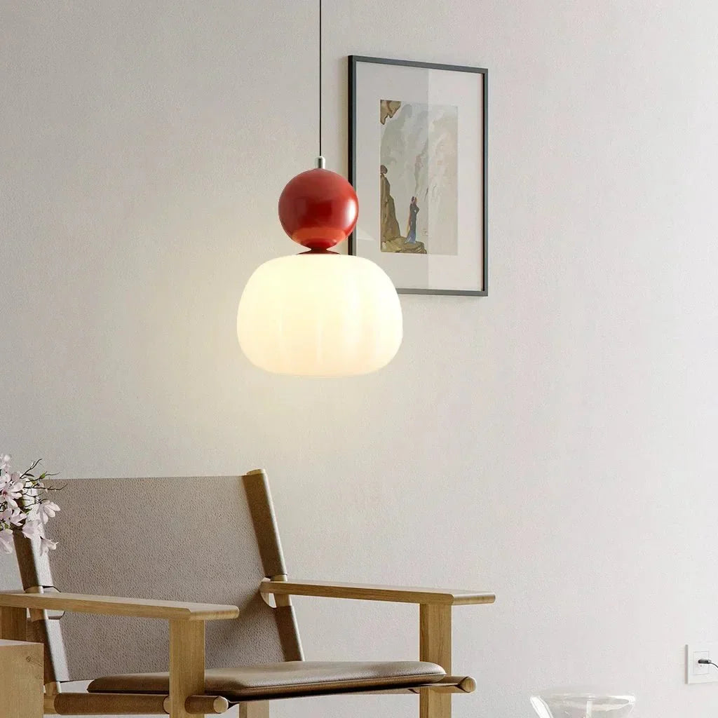Cream Art Deco Hanging Lamp with Metal Dome Shade for Kitchen & Dining Room | Modern Geometric Pendant Ceiling Fixture | Thomler