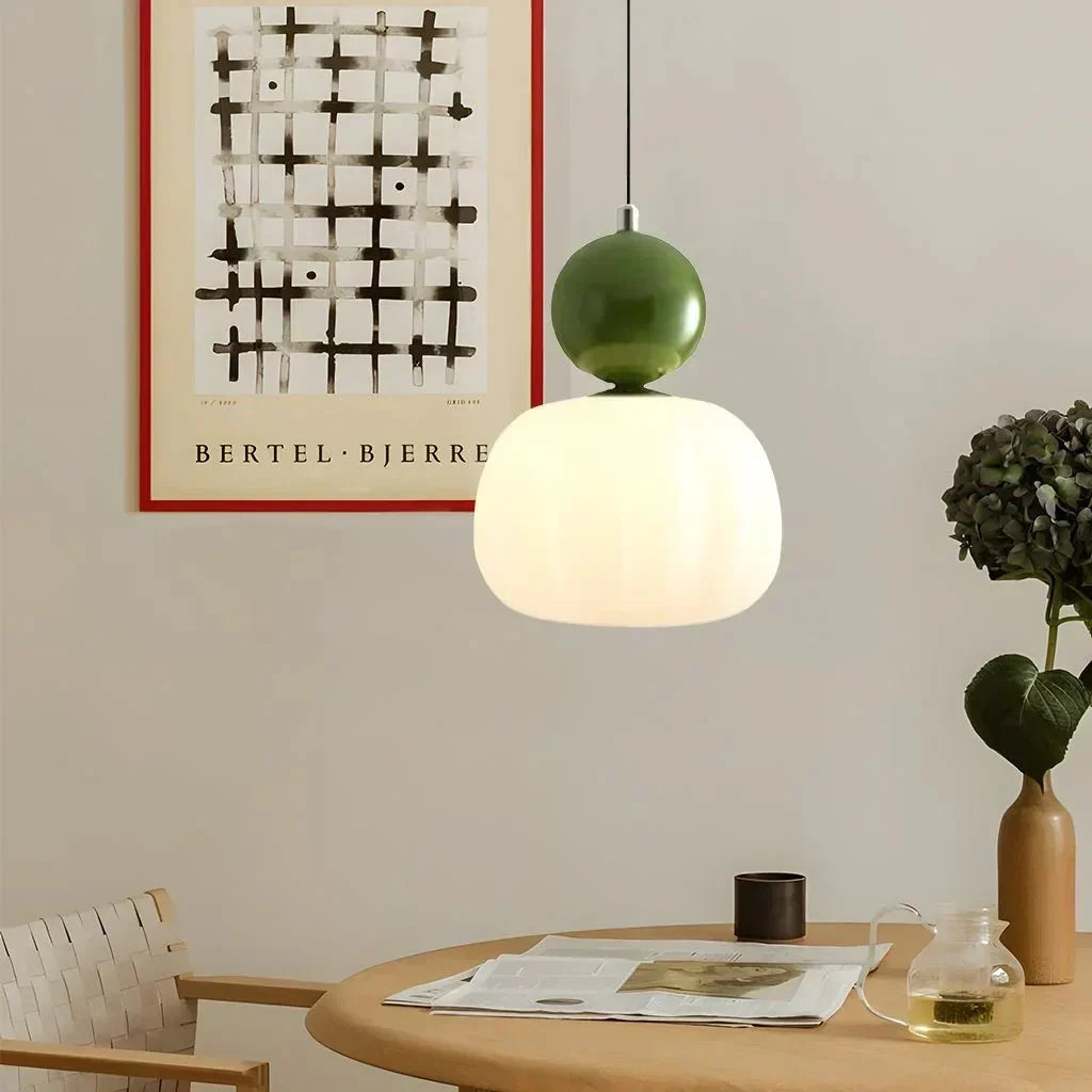 Cream Art Deco Hanging Lamp with Metal Dome Shade for Kitchen & Dining Room | Modern Geometric Pendant Ceiling Fixture | Thomler