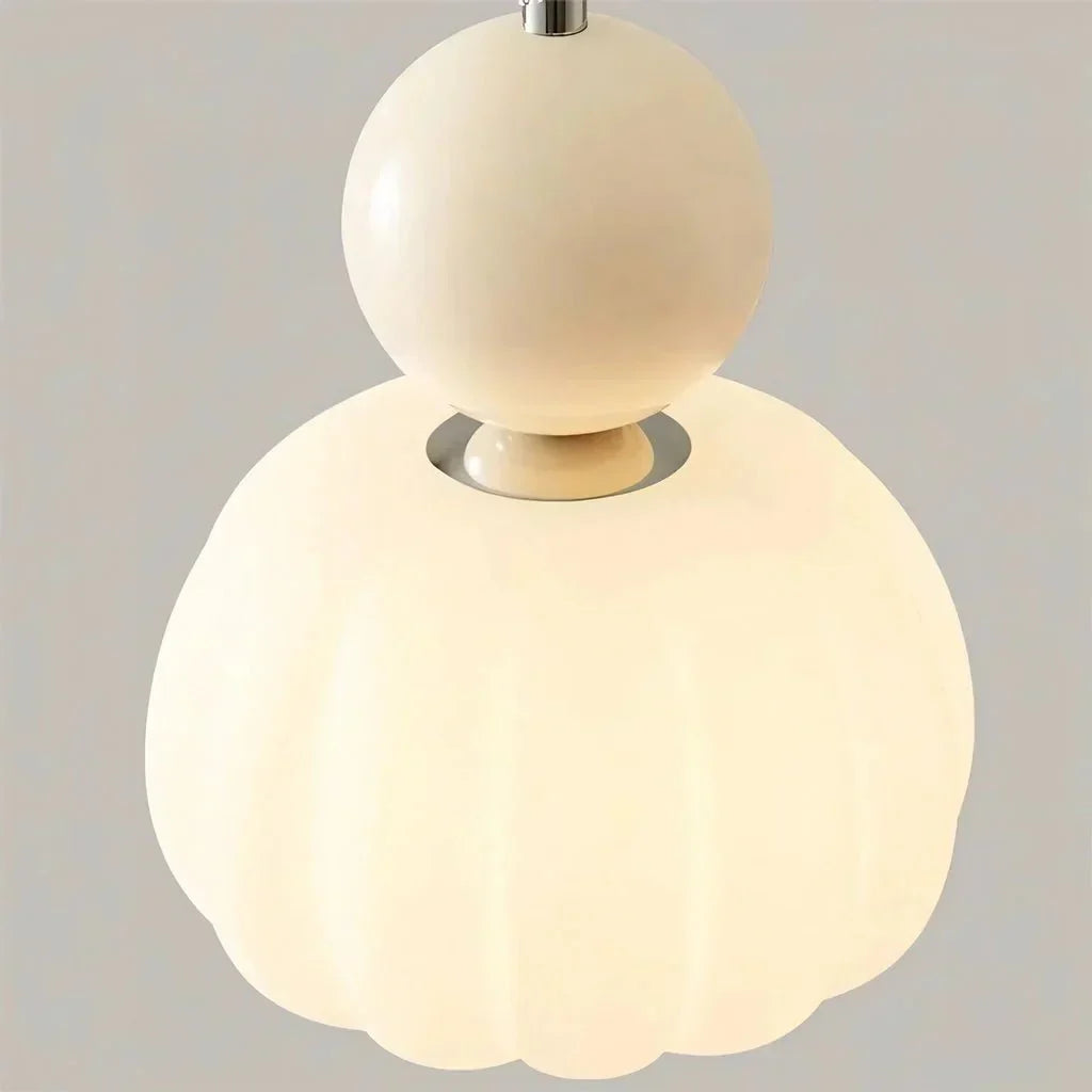 Cream Art Deco Hanging Lamp with Metal Dome Shade for Kitchen & Dining Room | Modern Geometric Pendant Ceiling Fixture | Thomler