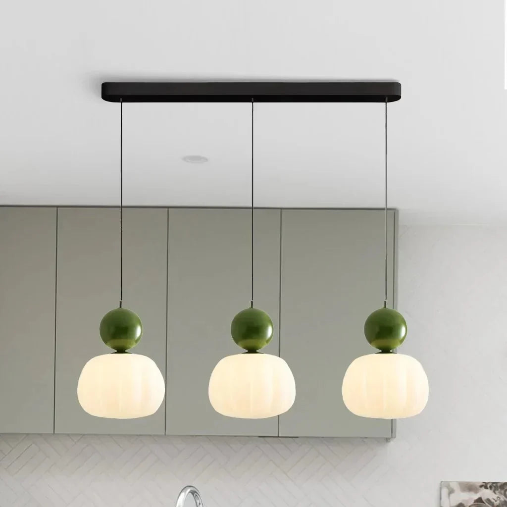 Cream Art Deco Hanging Lamp with Metal Dome Shade for Kitchen & Dining Room | Modern Geometric Pendant Ceiling Fixture | Thomler