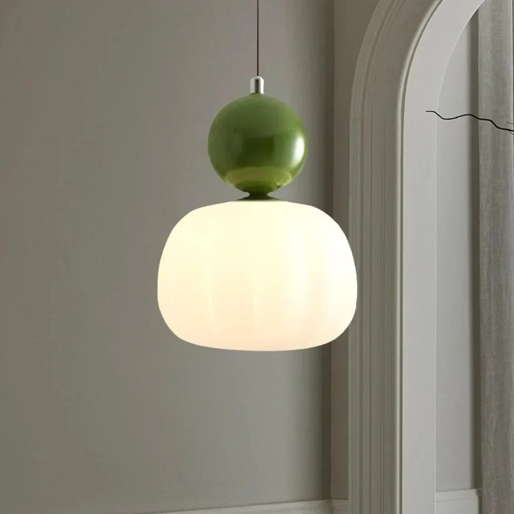 Cream Art Deco Hanging Lamp with Metal Dome Shade for Kitchen & Dining Room | Modern Geometric Pendant Ceiling Fixture | Thomler