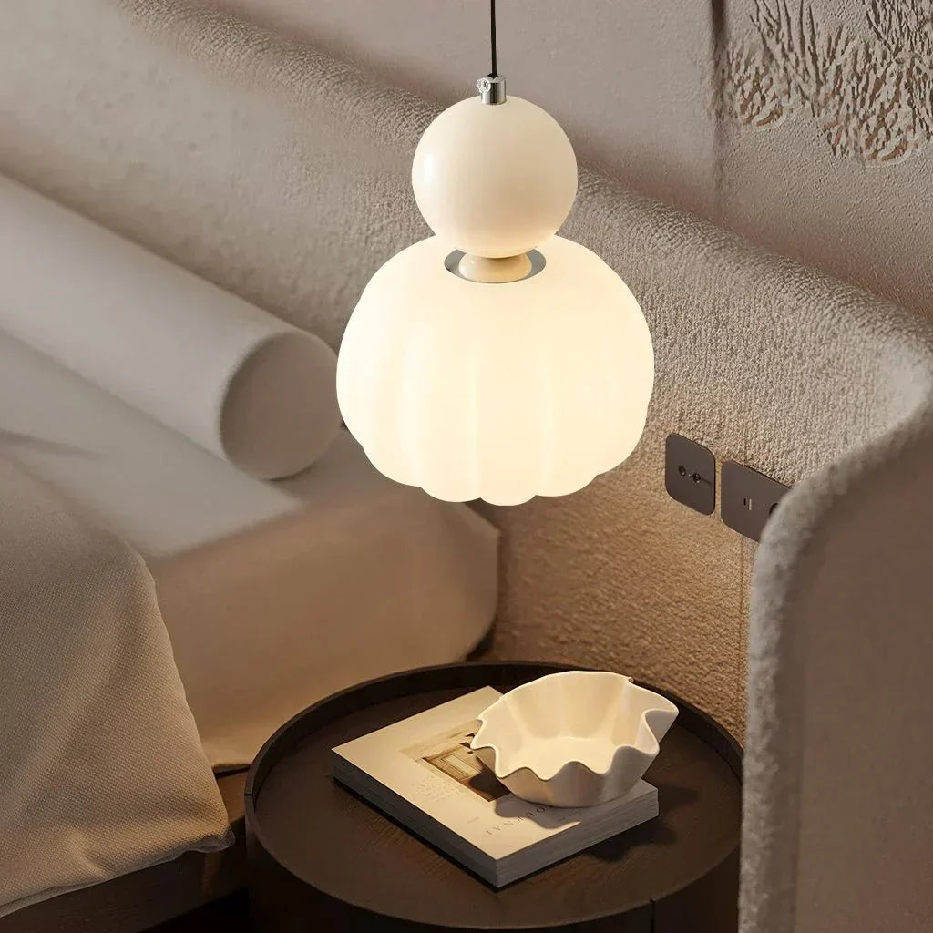 Cream Art Deco Hanging Lamp with Metal Dome Shade for Kitchen & Dining Room | Modern Geometric Pendant Ceiling Fixture | Thomler