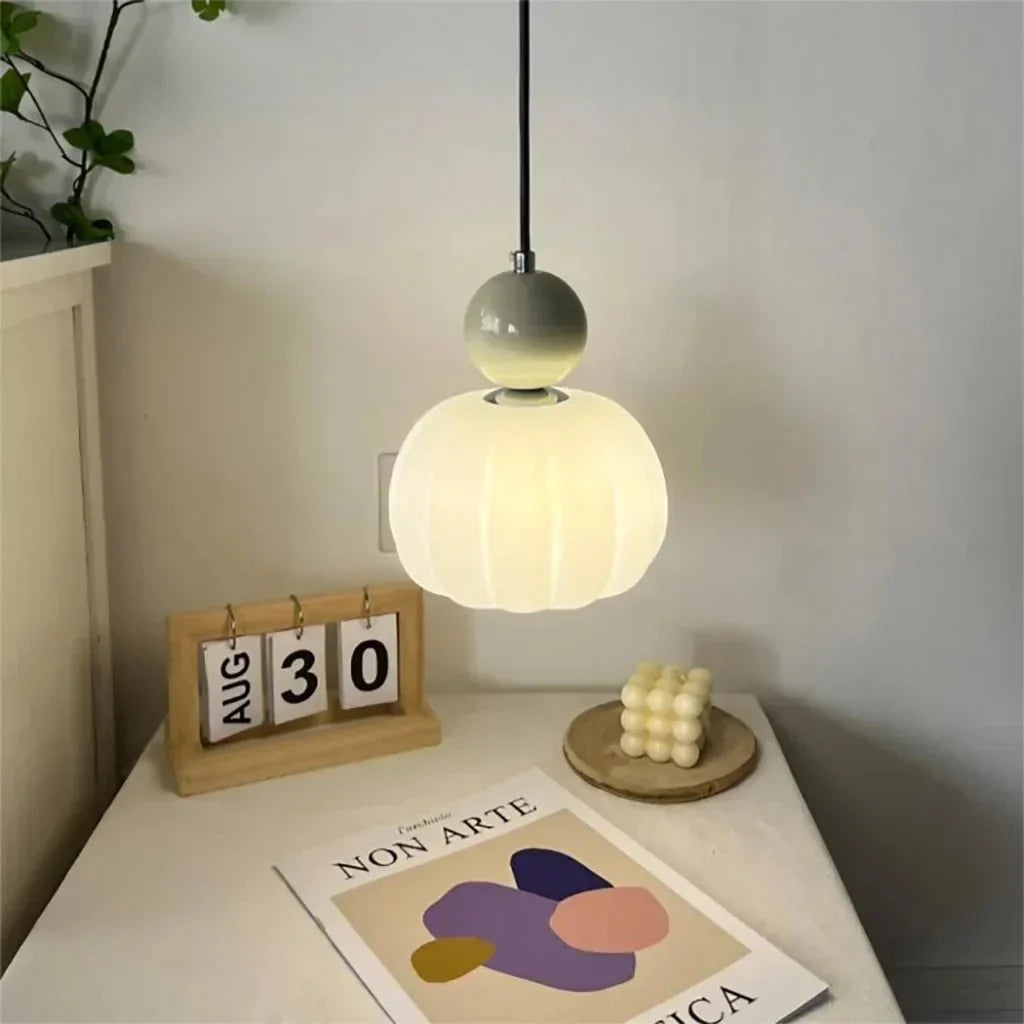 Cream Art Deco Hanging Lamp with Metal Dome Shade for Kitchen & Dining Room | Modern Geometric Pendant Ceiling Fixture | Thomler