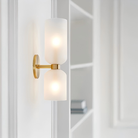 Twin-Bulb Cylinder Glass Wall Sconce for Dining Room, Bar & Bedroom | Hardwire Mount | Thomler
