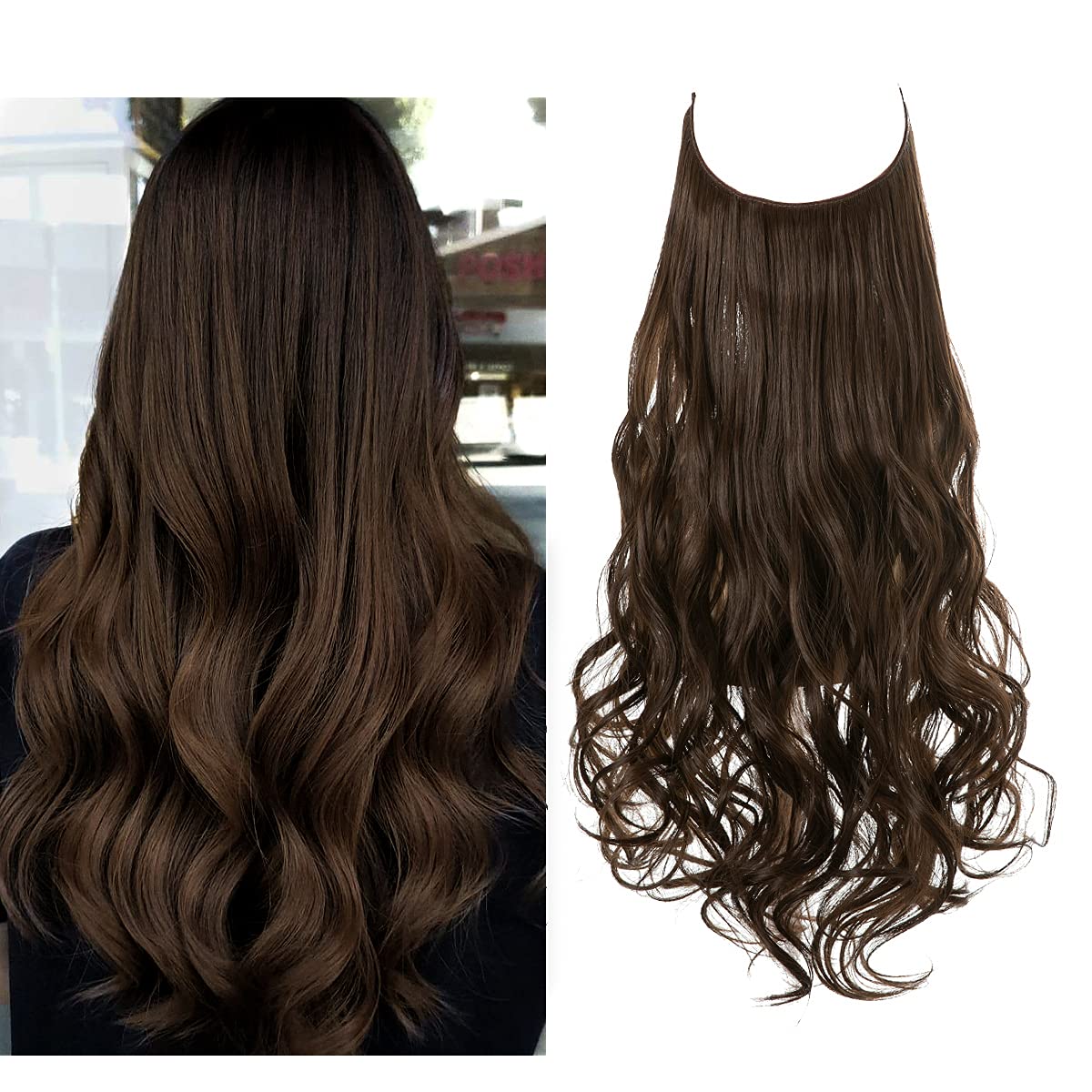 Clip-Free Volumizing Hair Band with Strands – Transparent Wire Attachment for Instant Fullness | Thomler