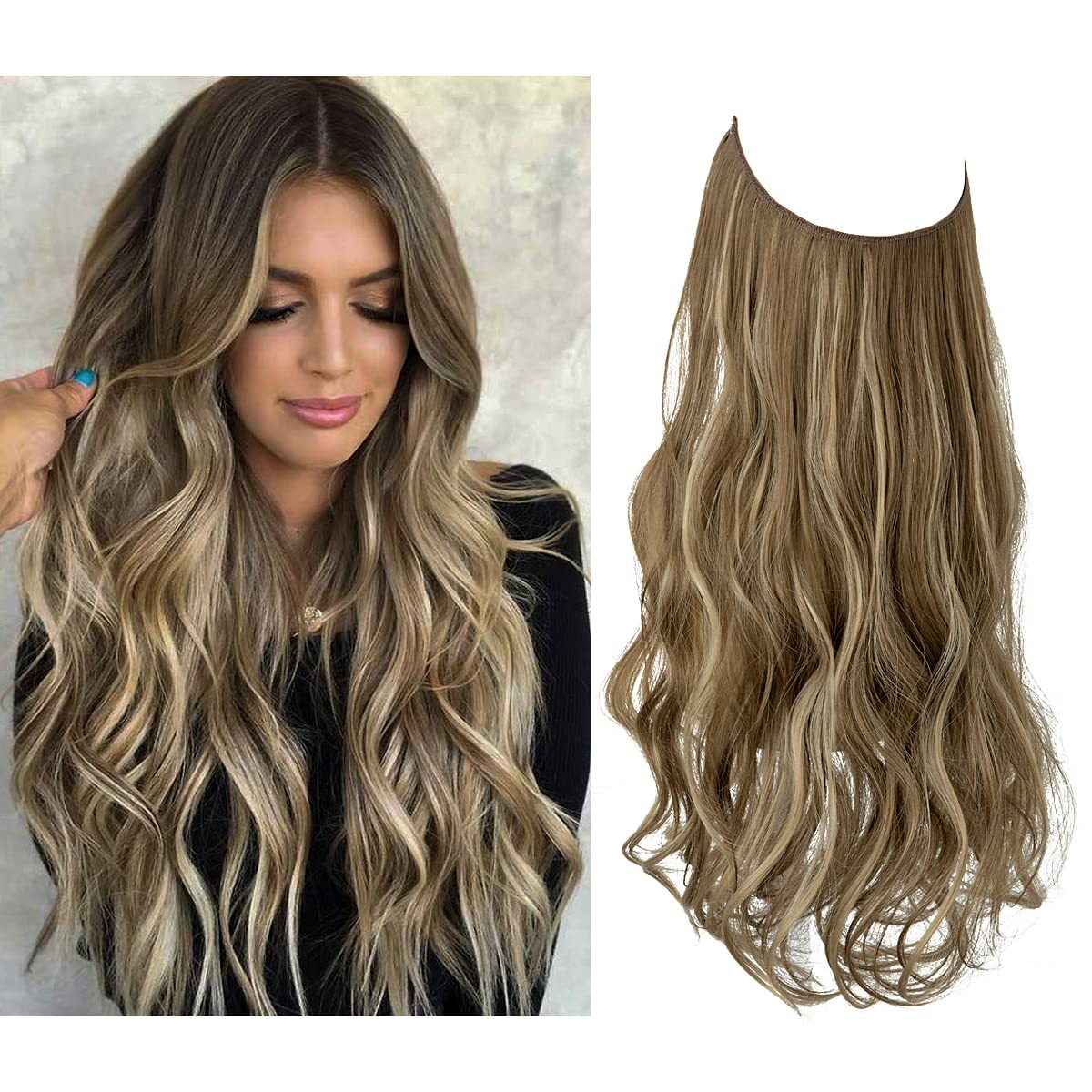 Clip-Free Volumizing Hair Band with Strands – Transparent Wire Attachment for Instant Fullness | Thomler