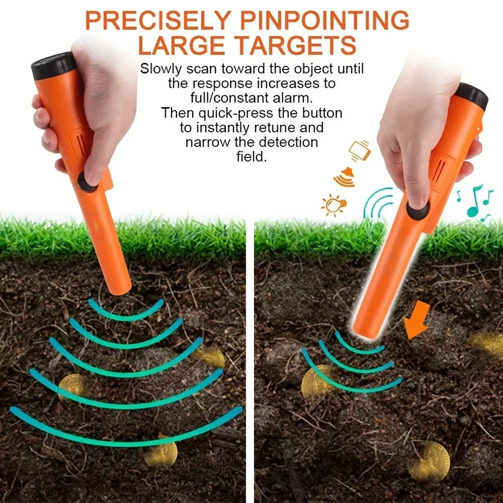 Handheld Metal Detector Pinpointer – IP66 Waterproof 360° Scan Treasure Finder with Dual Audio & Vibration Alert for Coin Hunting Relic | Thomler