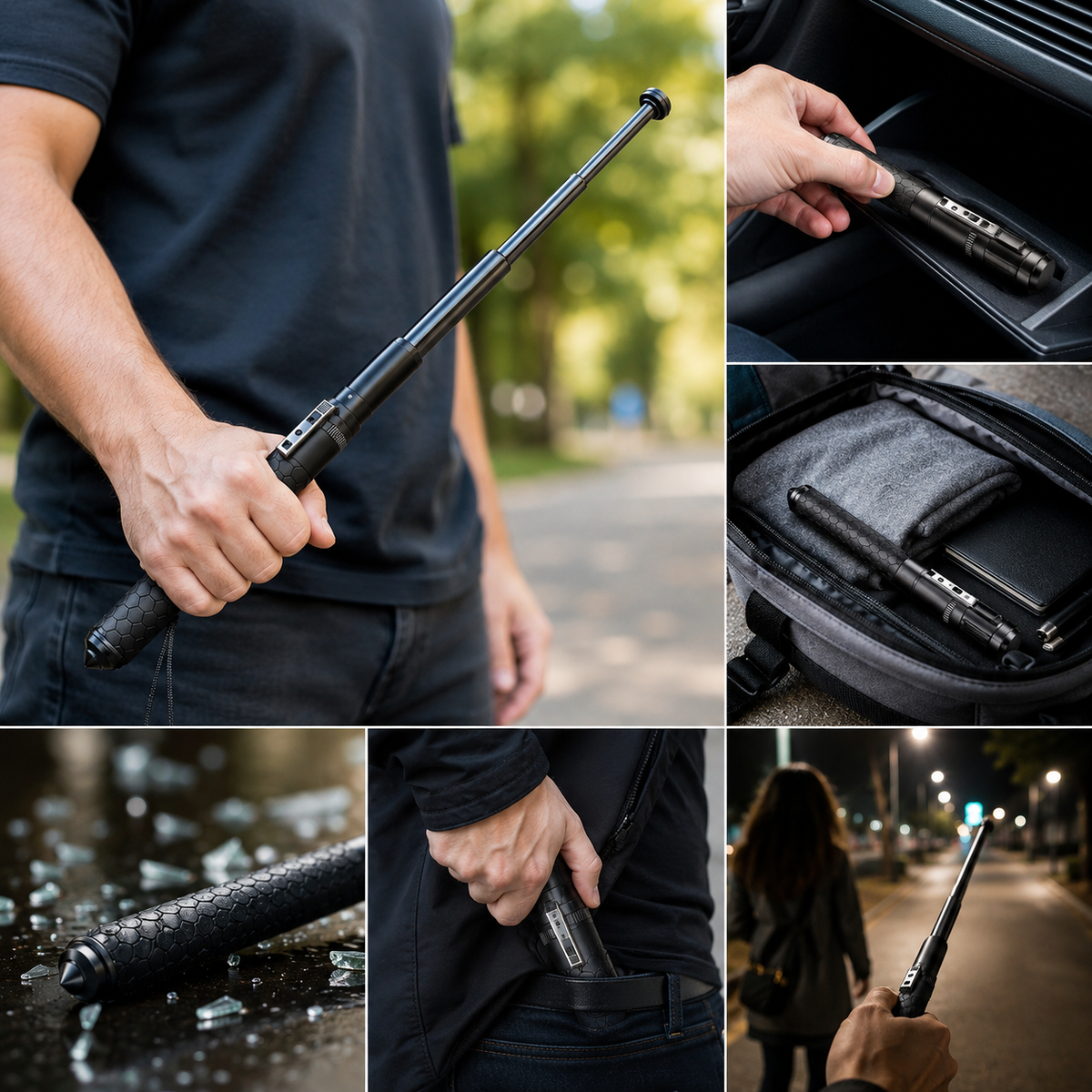 Telescoping Hiking Pole with One-Click Deploy for Trekking & Personal Safety – Adjustable Height, Anti-Slip Grip, Steel Shaft | Thomler