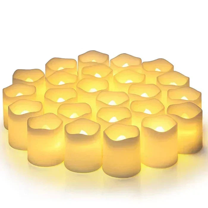 Battery-Operated LED Tea Lights with Realistic Glow – 24-Count Set | Thomler
