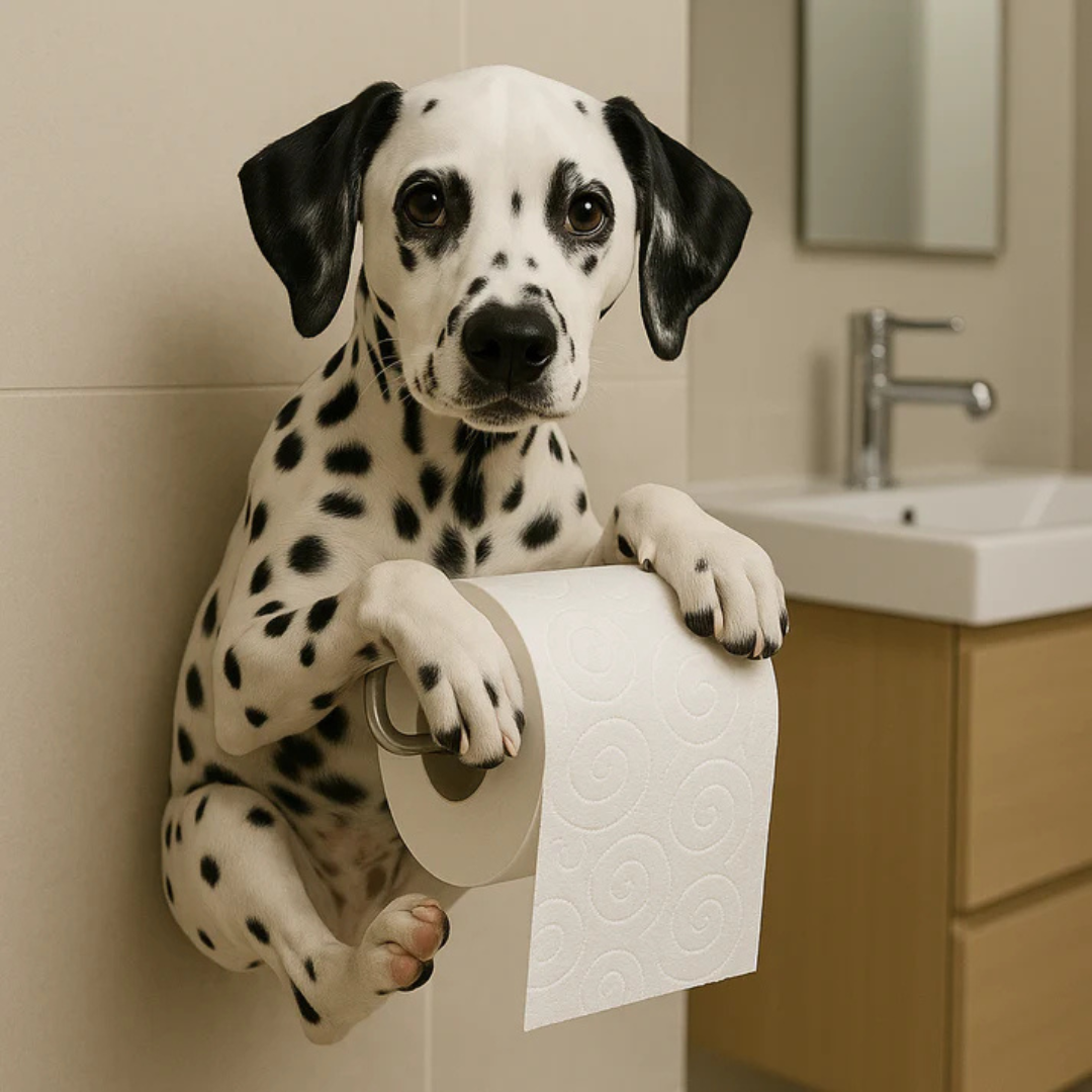 Dog Toilet Paper Holder Wall Mount – Playful Puppy Tissue Dispenser for Bathroom Décor, Fun Resin Design for Kids & Adults | Thomler