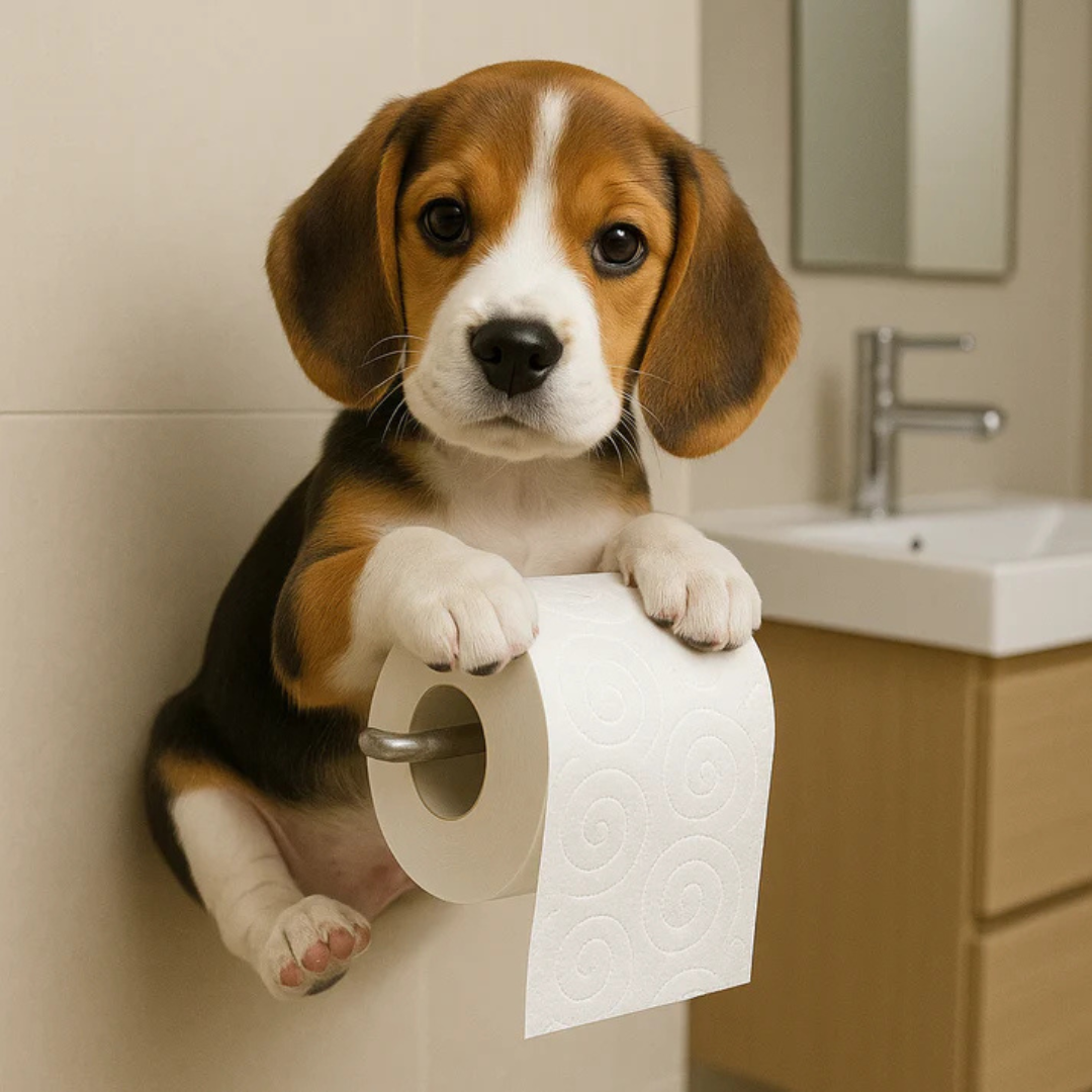 Dog Toilet Paper Holder Wall Mount – Playful Puppy Tissue Dispenser for Bathroom Décor, Fun Resin Design for Kids & Adults | Thomler
