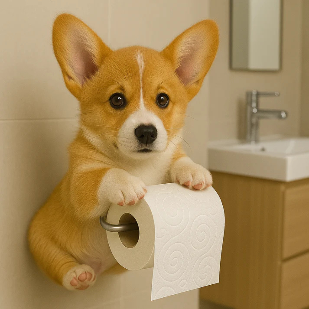 Dog Toilet Paper Holder Wall Mount – Playful Puppy Tissue Dispenser for Bathroom Décor, Fun Resin Design for Kids & Adults | Thomler