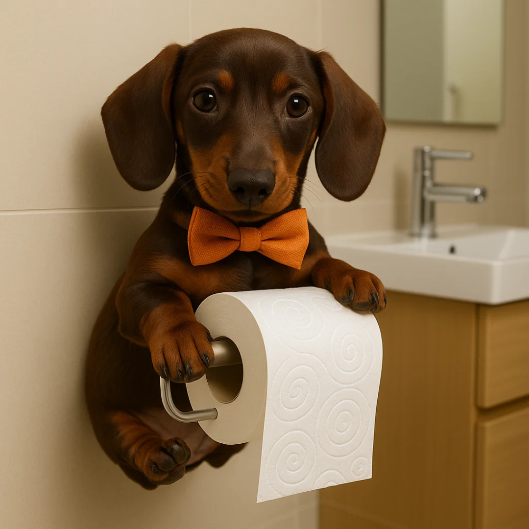 Dog Toilet Paper Holder Wall Mount – Playful Puppy Tissue Dispenser for Bathroom Décor, Fun Resin Design for Kids & Adults | Thomler