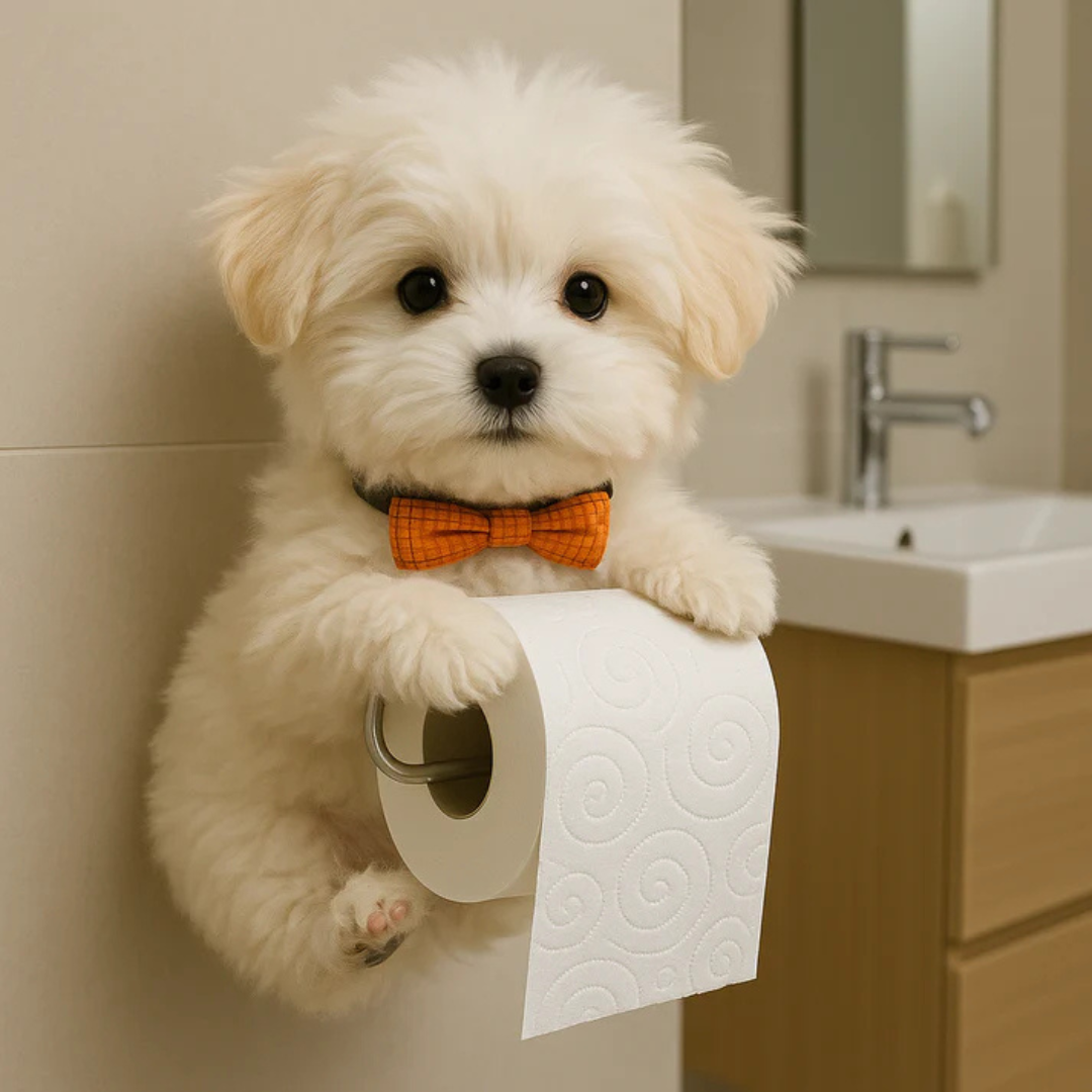 Dog Toilet Paper Holder Wall Mount – Playful Puppy Tissue Dispenser for Bathroom Décor, Fun Resin Design for Kids & Adults | Thomler
