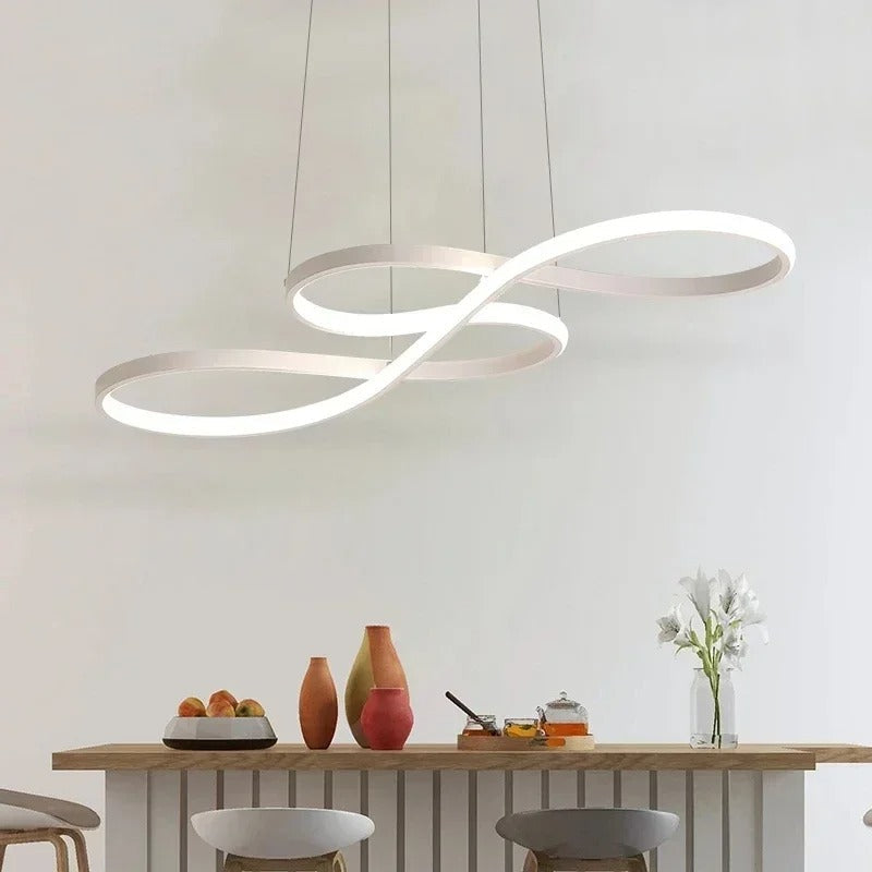 Pendant Light Aluminium LED Ring 95.0 cm (37.4") Black Dining Room Dimmable Remote Control Hanging Ceiling Light | Thomler