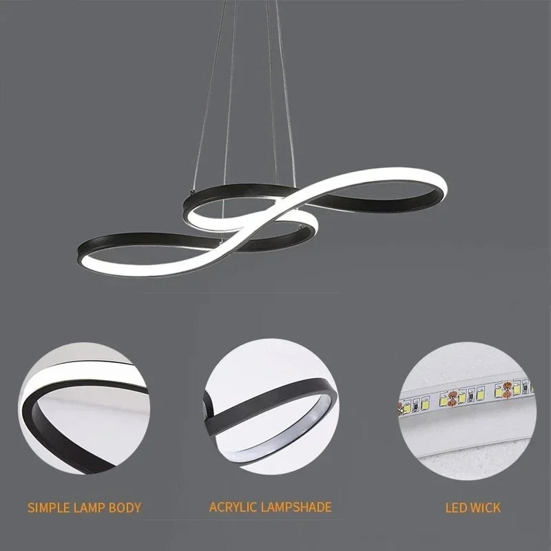 Pendant Light Aluminium LED Ring 95.0 cm (37.4") Black Dining Room Dimmable Remote Control Hanging Ceiling Light | Thomler