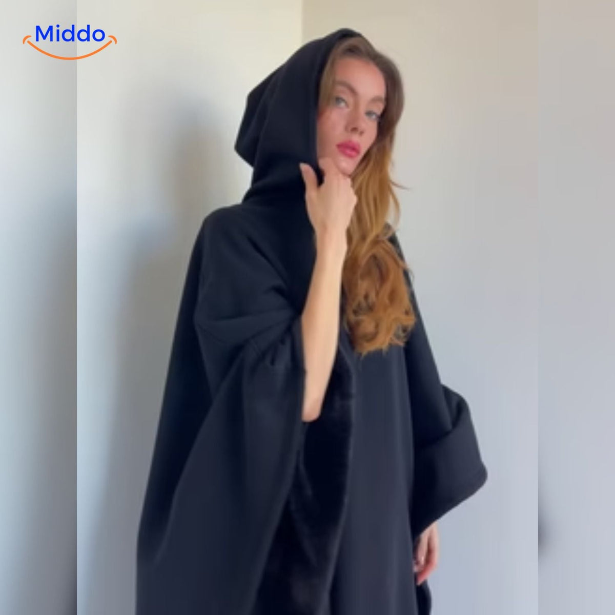 Oversized Hooded Wool Cape – Unisex Punk-Style Button-Front Cloak for Fall & Winter | Thomler