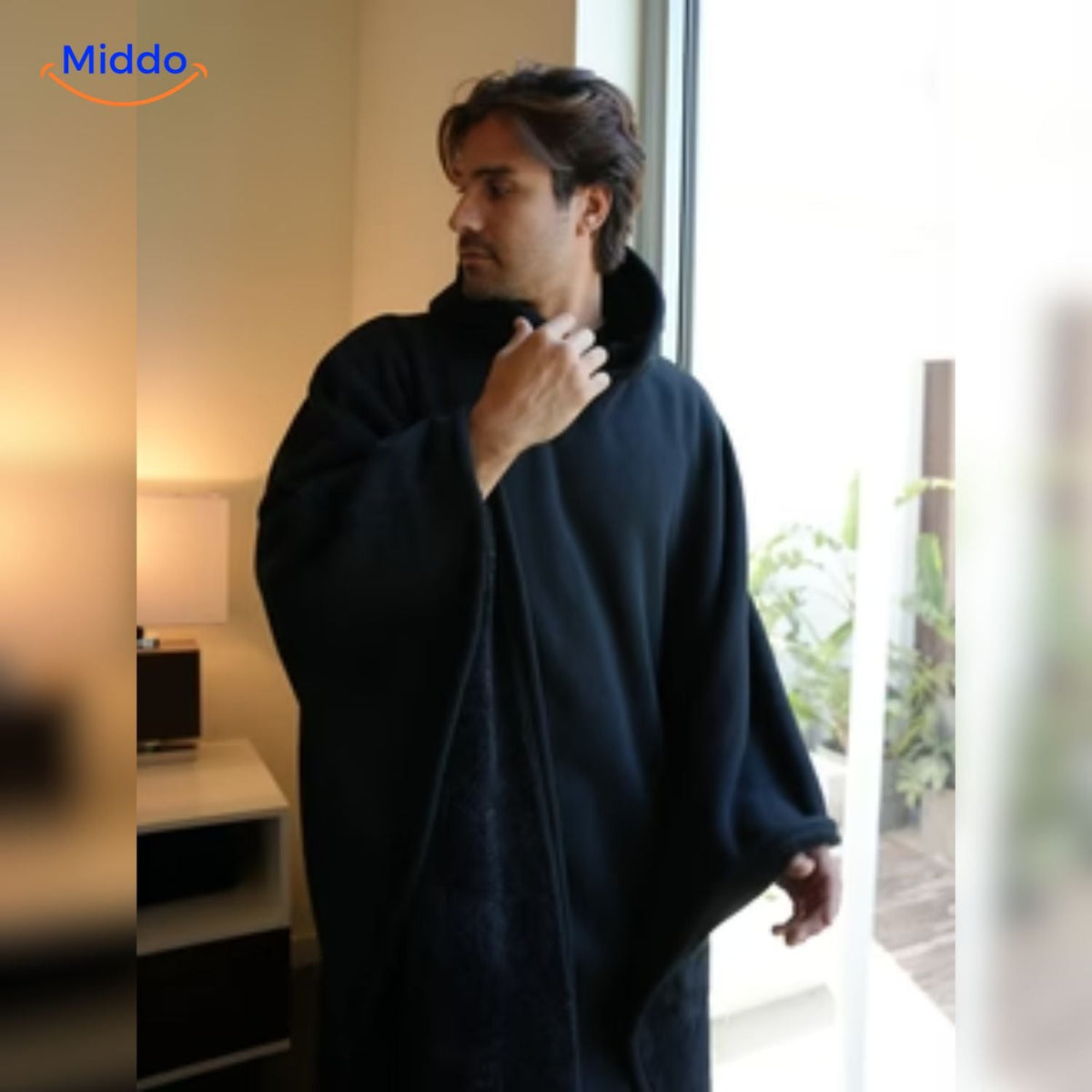 Oversized Hooded Wool Cape – Unisex Punk-Style Button-Front Cloak for Fall & Winter | Thomler