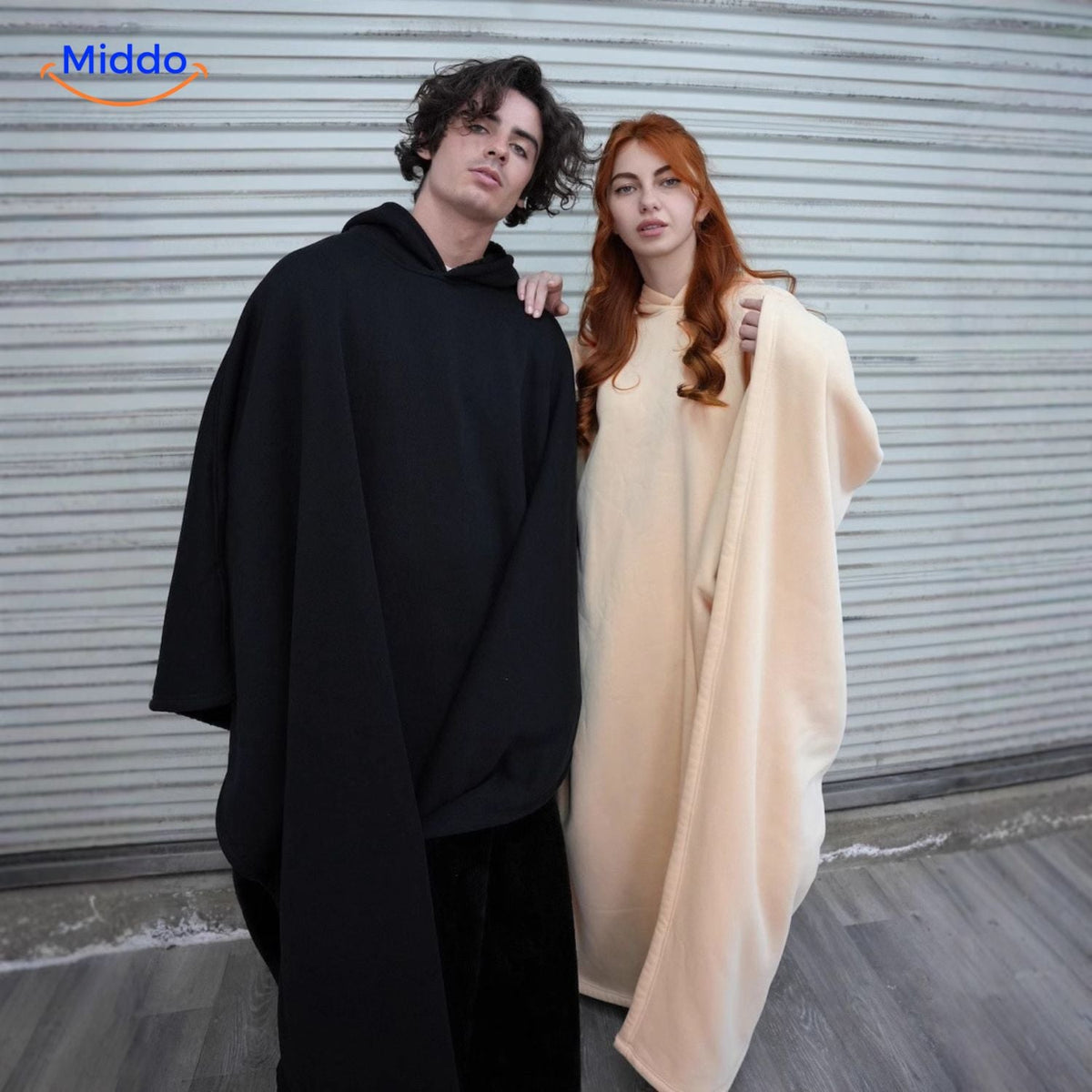Oversized Hooded Wool Cape – Unisex Punk-Style Button-Front Cloak for Fall & Winter | Thomler