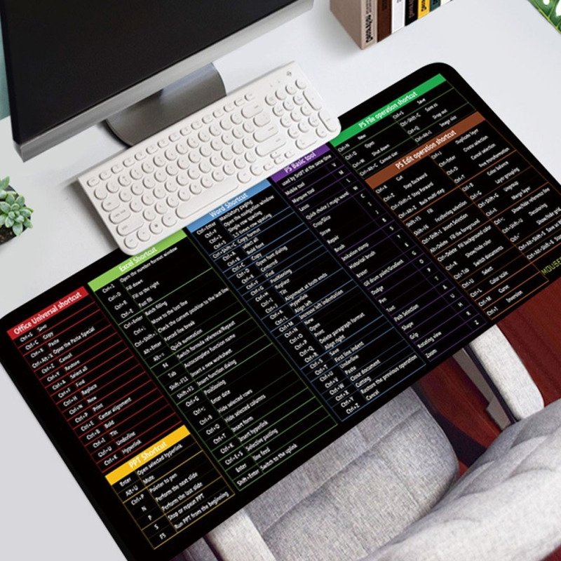 Computer Keyboard Shortcut Reference Desk Mat Extended Gaming Mouse Pad with Cheat Sheet Guide for Windows PC Office | Thomler