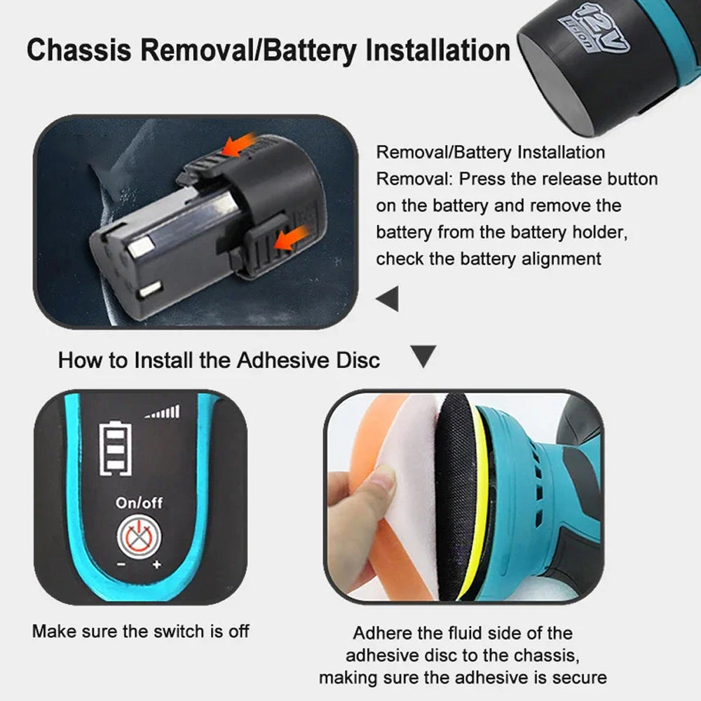 Cordless Dual-Action Auto Buffer with 8-Speed Control & Digital Display for Scratch Removal | Thomler