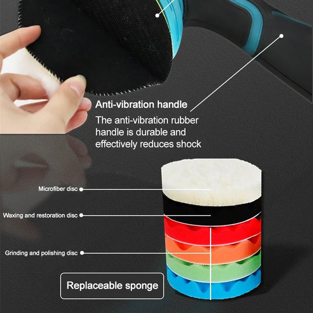 Cordless Dual-Action Auto Buffer with 8-Speed Control & Digital Display for Scratch Removal | Thomler