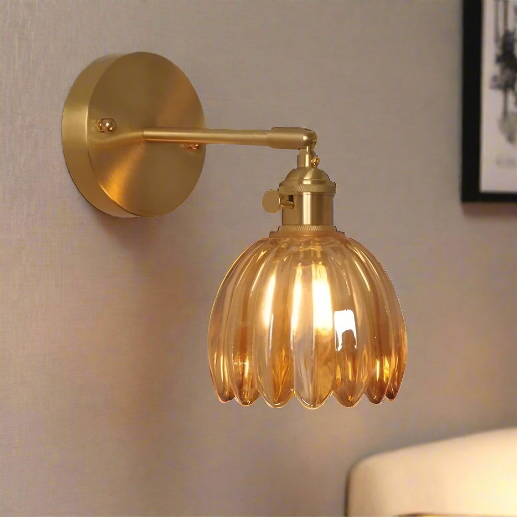 Wall Lamp Glass Tulip Shade 12.0 cm Vintage Bedroom Hallway Decorative Sconce Atmospheric Retro Accent Lighting | Thomler