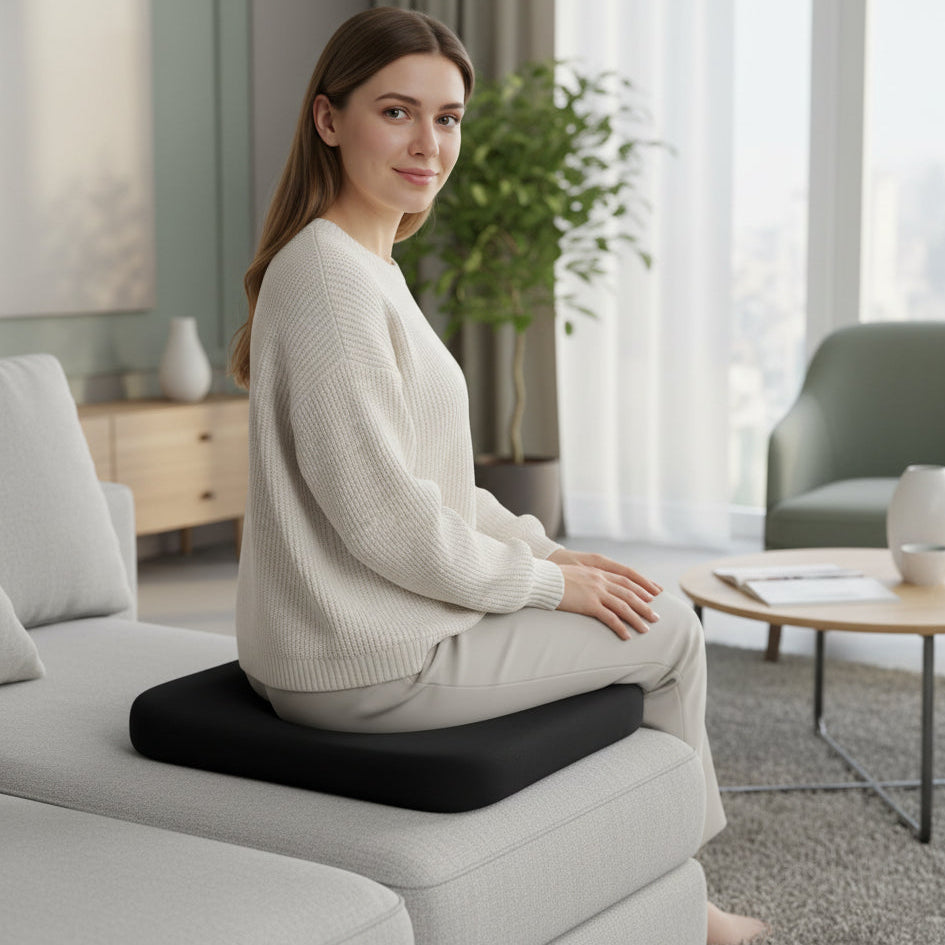 Ergonomic Seat Cushion with Memory Foam Core for Office Chair, Car Seat & Desk – Non-Slip Bottom, Removable Washable Cover, Lightweight | Thomler