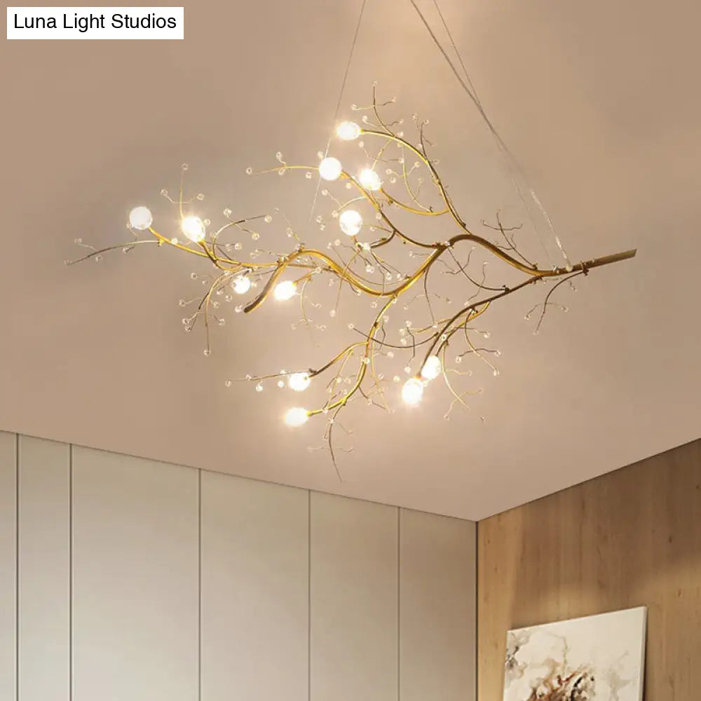 Modern Crystal Bead Chandelier 10-Light Metal Branch Ceiling Fixture for Dining Room & Living Room | Thomler