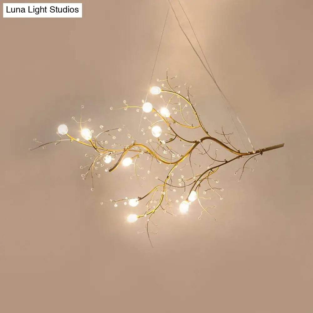 Modern Crystal Bead Chandelier 10-Light Metal Branch Ceiling Fixture for Dining Room & Living Room | Thomler