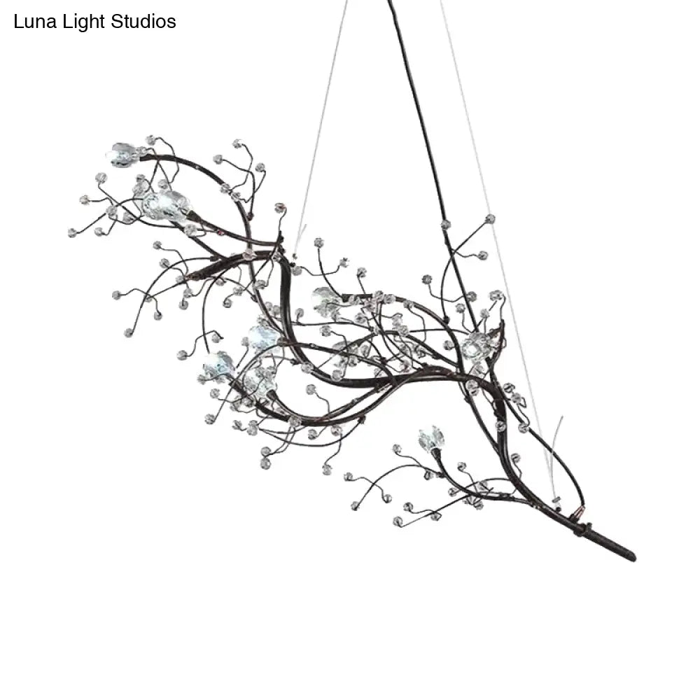 Modern Crystal Bead Chandelier 10-Light Metal Branch Ceiling Fixture for Dining Room & Living Room | Thomler