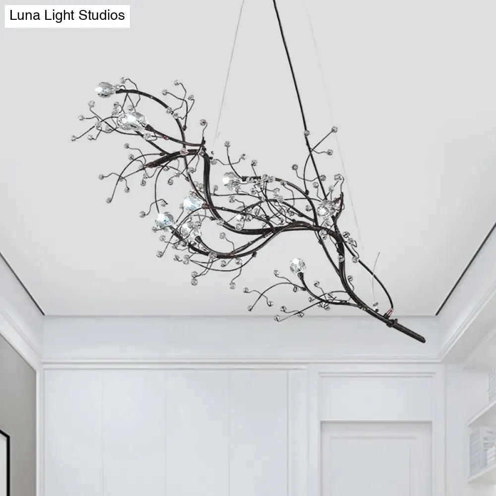 Modern Crystal Bead Chandelier 10-Light Metal Branch Ceiling Fixture for Dining Room & Living Room | Thomler
