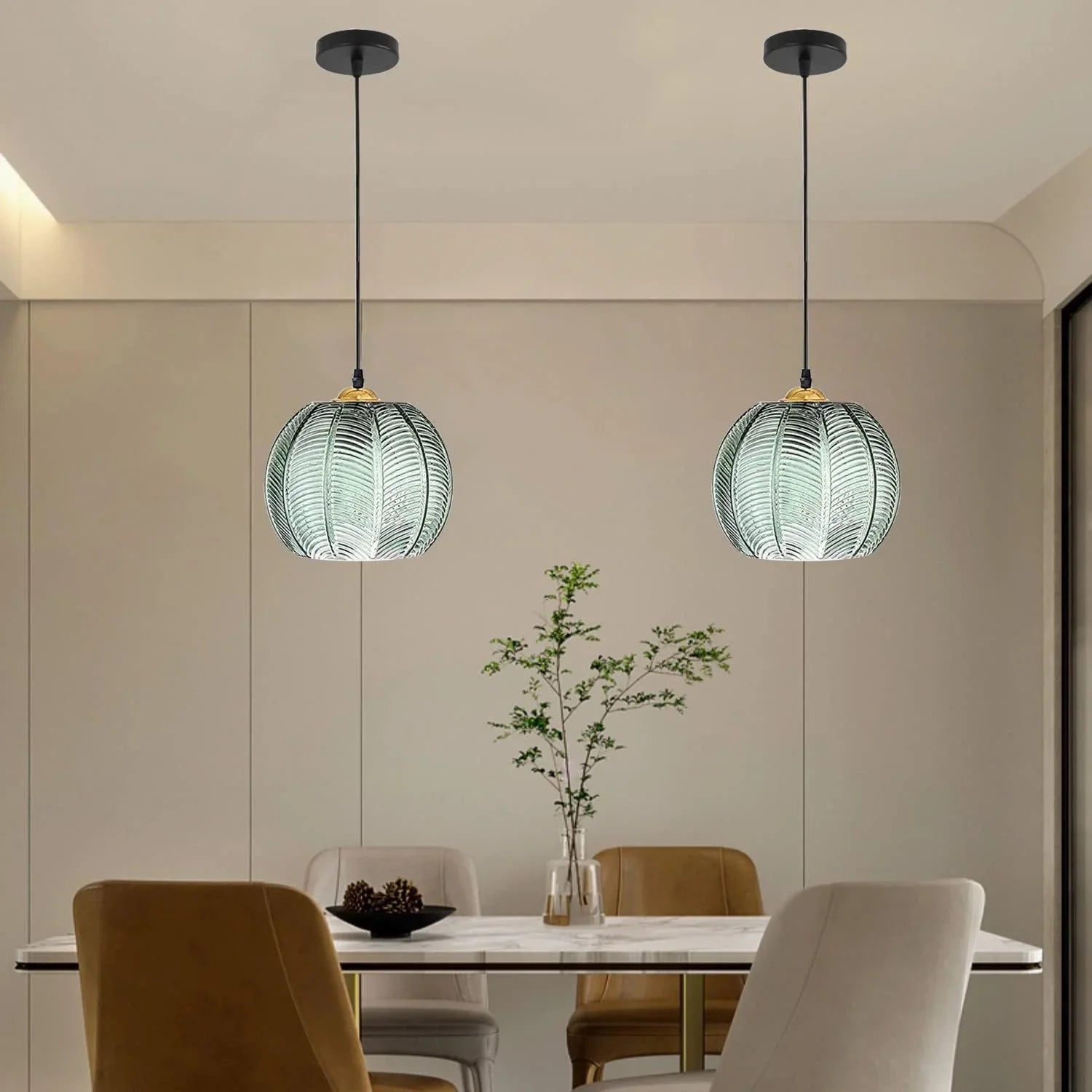 Pendant Light Glass 12 in Boho Tropical Palm Leaf Living Room Kitchen Bedroom Hanging Lamp | Thomler