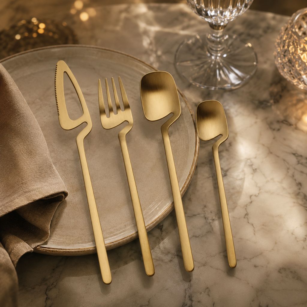 Dining Flatware Set 304 Stainless Steel Hollow Handle Fork Knife Spoon Service for 4 6 12 Modern Table Setting Silver Black Gold Rose Gold | Thomler