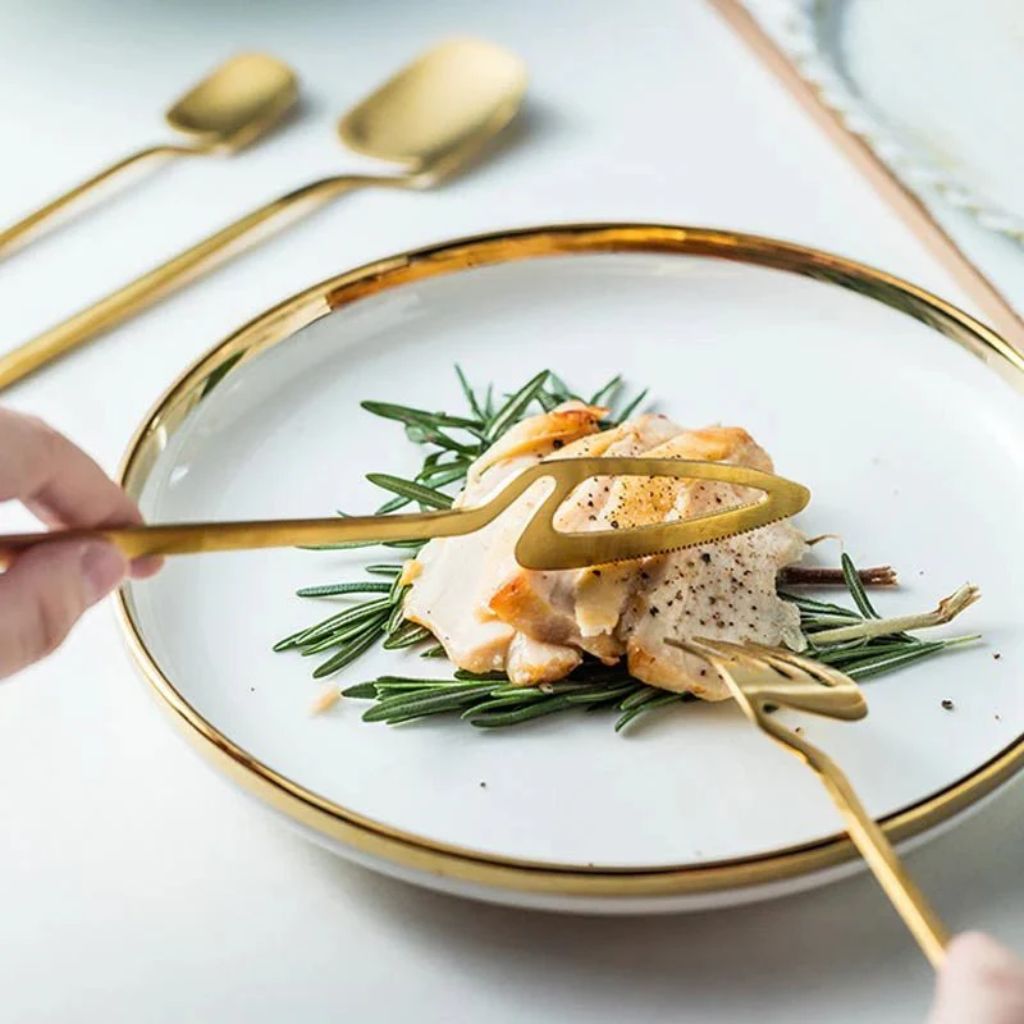 Dining Flatware Set 304 Stainless Steel Hollow Handle Fork Knife Spoon Service for 4 6 12 Modern Table Setting Silver Black Gold Rose Gold | Thomler