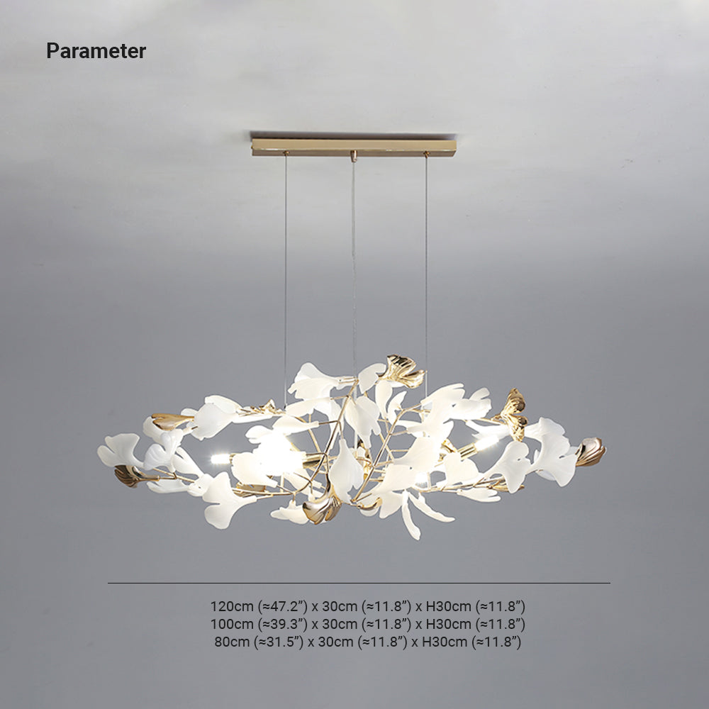 Ceramic Leaf Cluster Pendant Light with Adjustable Cord – Gold Metal Frame Multi-Bulb Chandelier for Dining Room, Living Room & Bedroom | Thomler