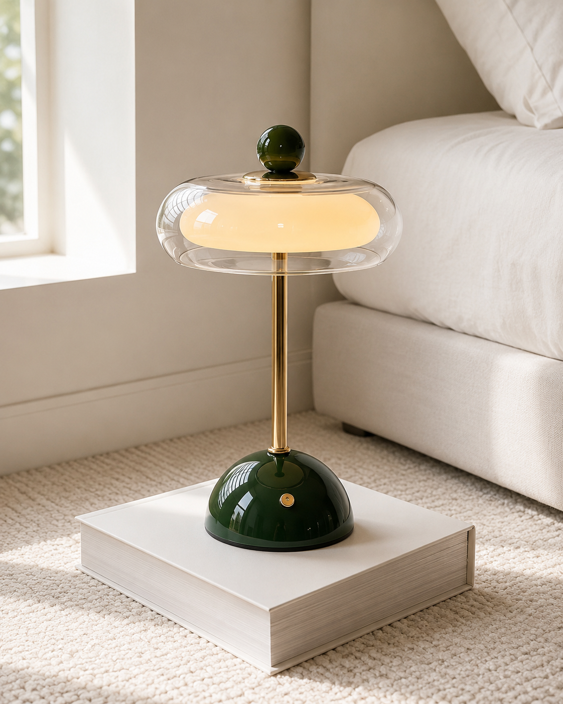 Rechargeable Mid-Century Modern Mushroom Desk Light with Touch Dimming & 3 Light Modes for Bedroom, Living Room & Office | Thomler