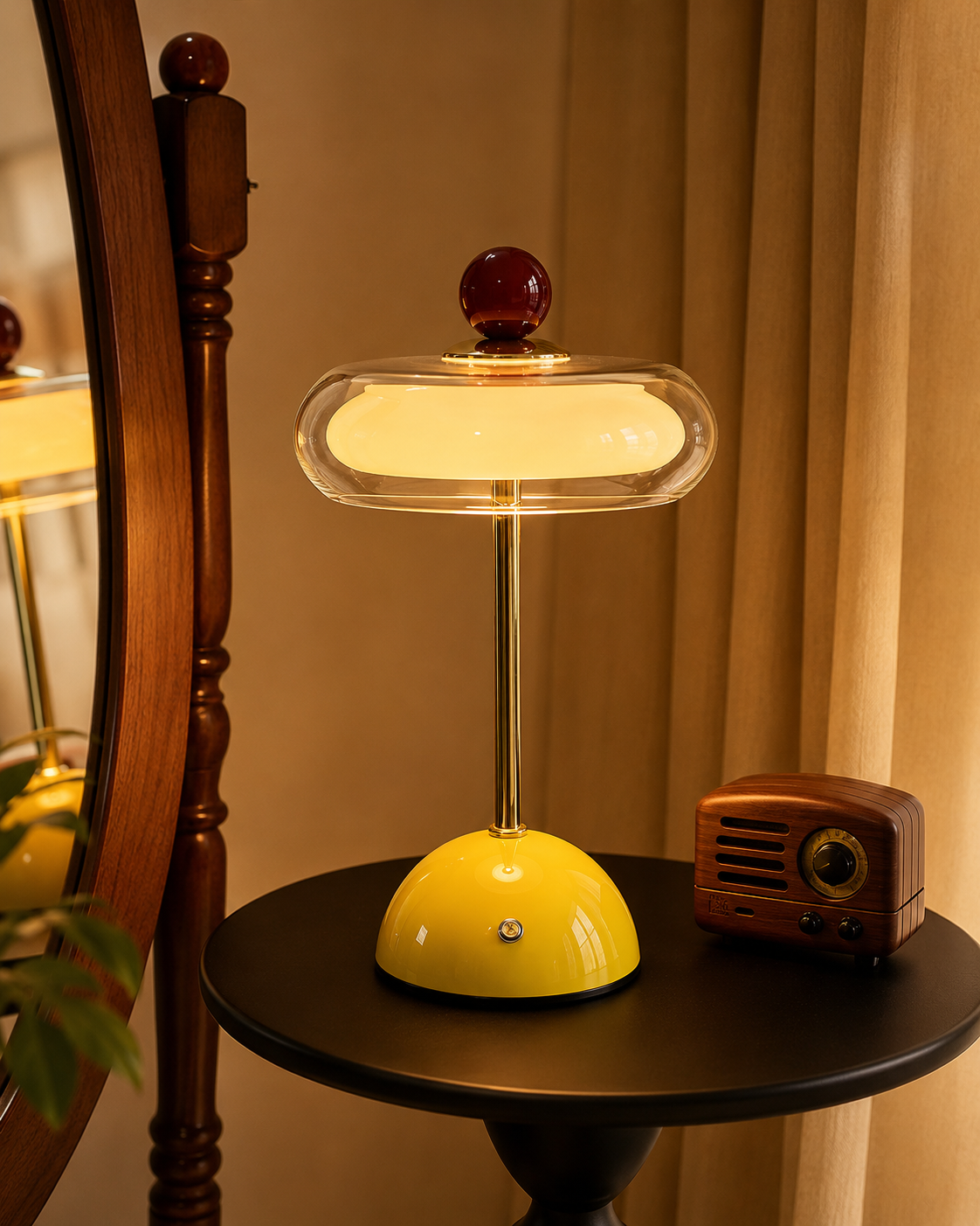 Rechargeable Mid-Century Modern Mushroom Desk Light with Touch Dimming & 3 Light Modes for Bedroom, Living Room & Office | Thomler