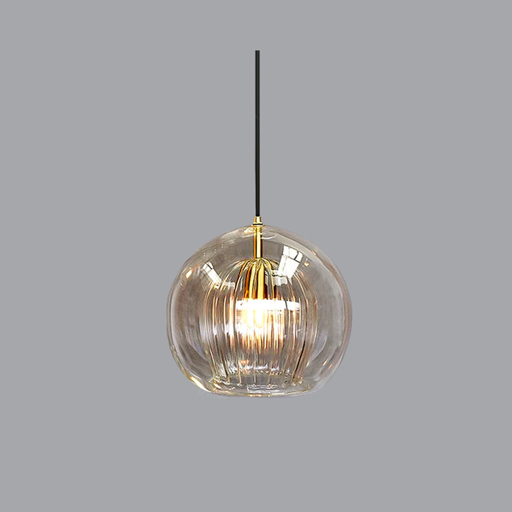 Spherical Glass Hanging Light with Metal Mount for Dining Room & Bedroom Ambient Lighting | Thomler