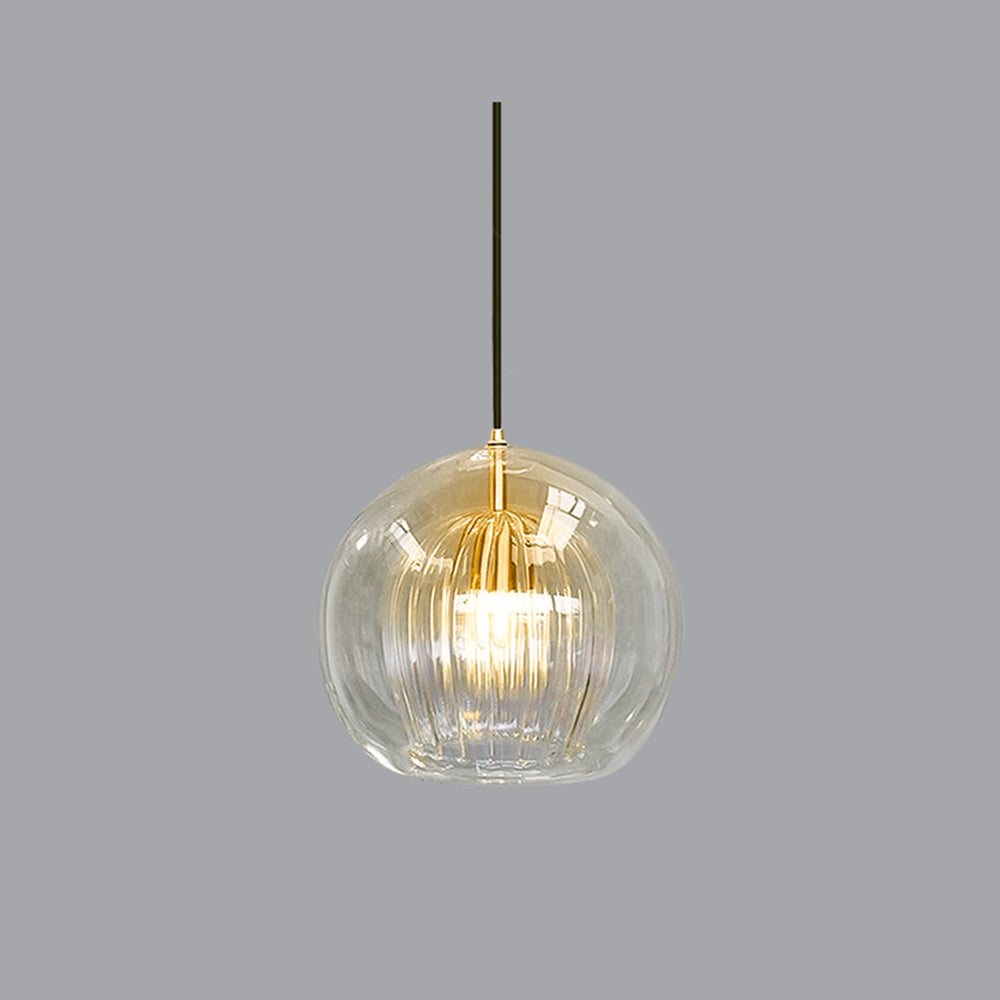 Spherical Glass Hanging Light with Metal Mount for Dining Room & Bedroom Ambient Lighting | Thomler