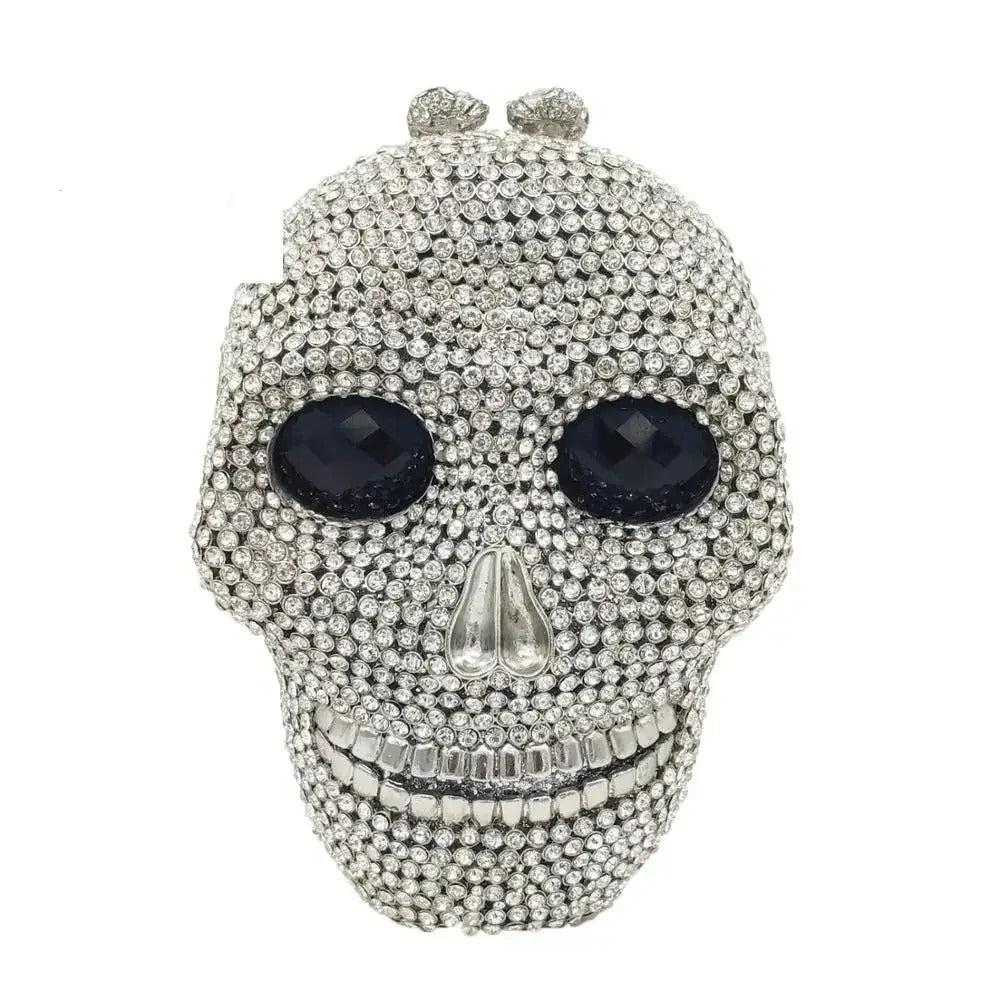 Gothic Crystal Skull Evening Bag with Chain Strap for Women | Thomler