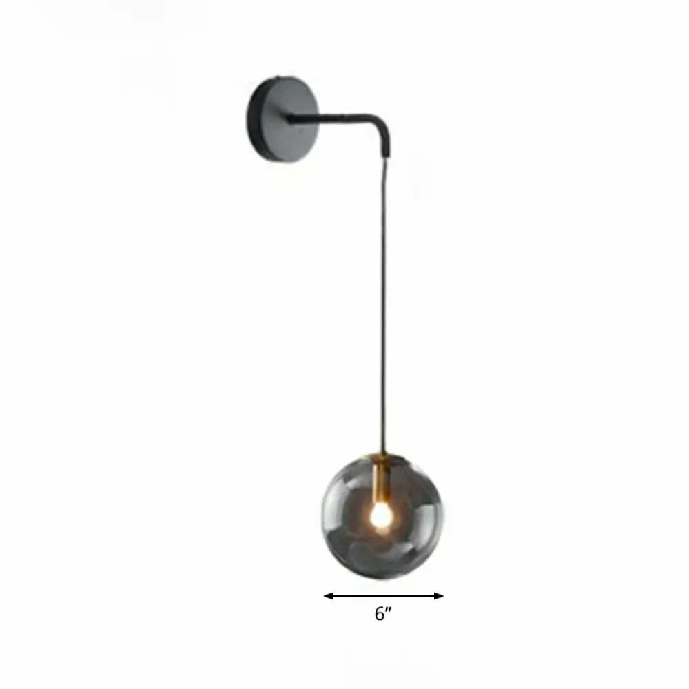 Contemporary Round Glass Wall Sconce | Modern Metal Orb Wall Fixture for Bedroom, Hallway, Foyer | E26 Base Socket | Available in Clear | Thomler