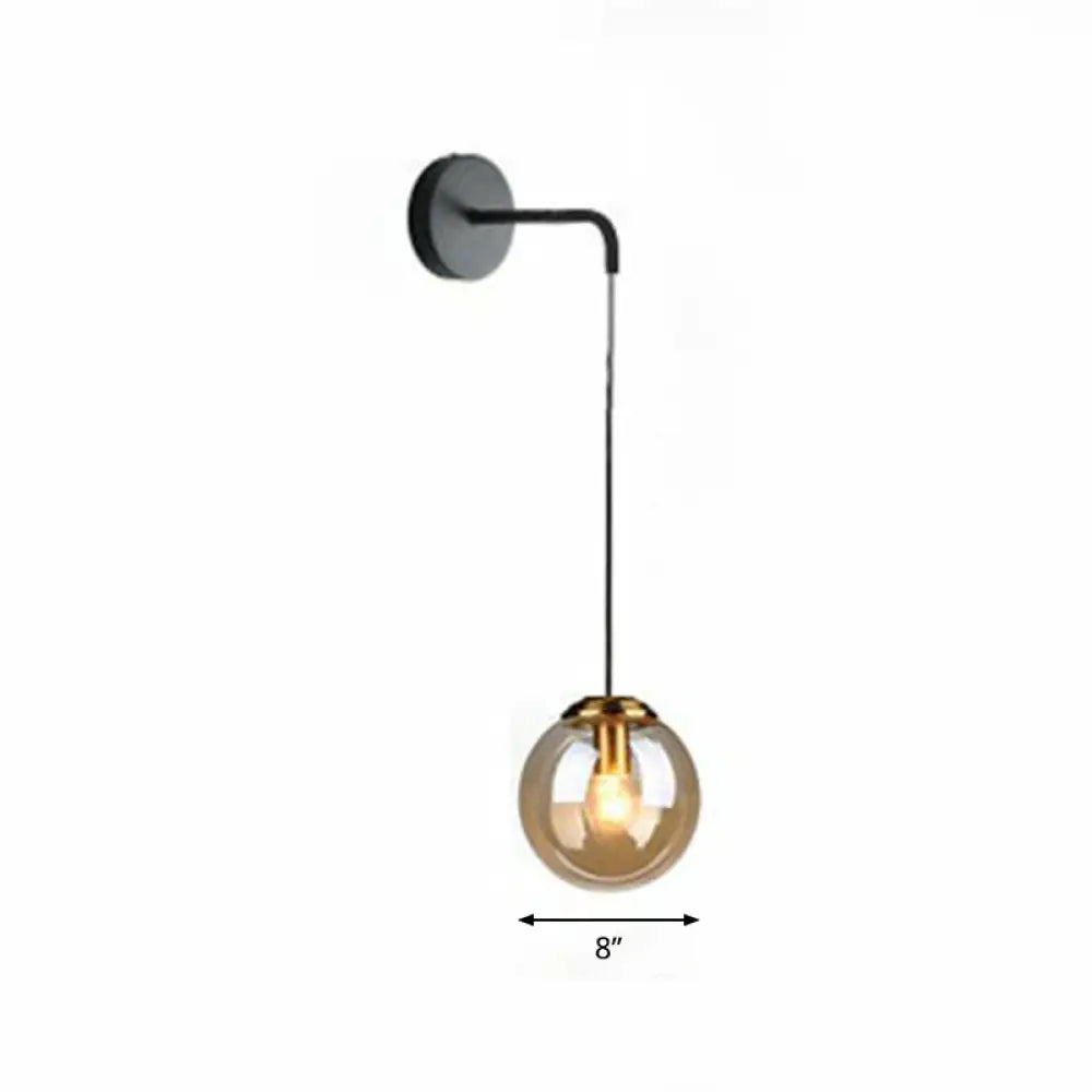 Contemporary Round Glass Wall Sconce | Modern Metal Orb Wall Fixture for Bedroom, Hallway, Foyer | E26 Base Socket | Available in Clear | Thomler