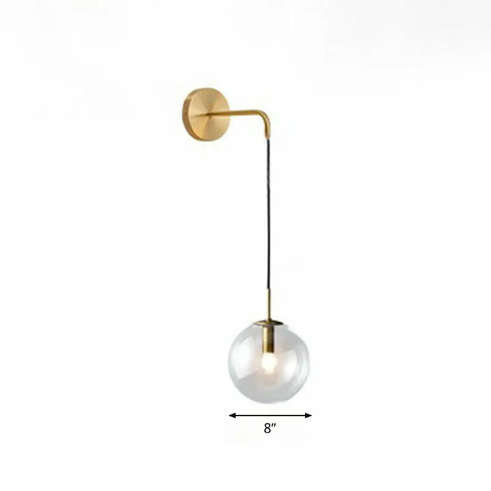 Contemporary Round Glass Wall Sconce | Modern Metal Orb Wall Fixture for Bedroom, Hallway, Foyer | E26 Base Socket | Available in Clear | Thomler