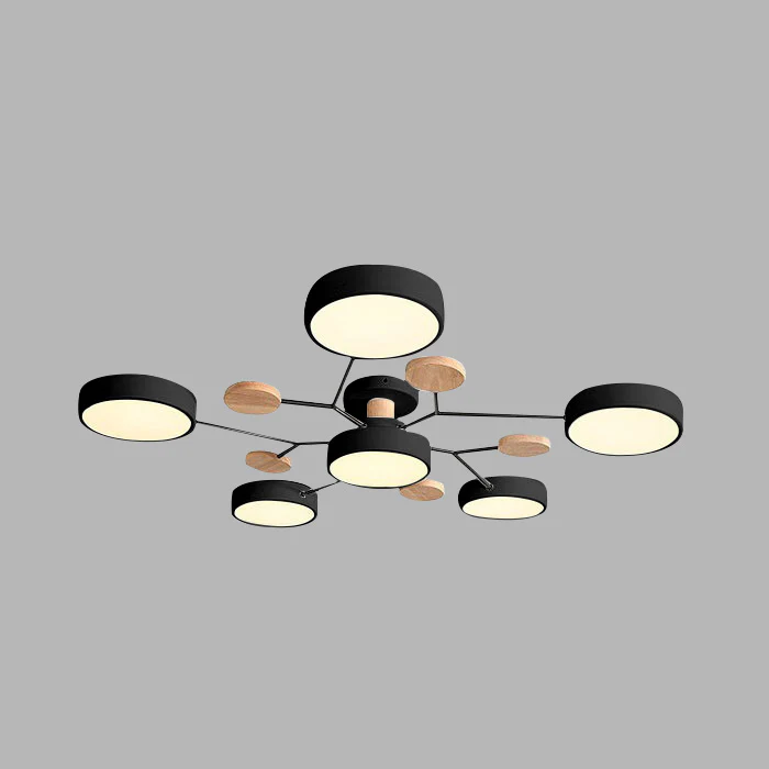 Semi-Flush Ring LED Ceiling Fixture – Multiple Rings, Iron & Acrylic, Dimmable Color Modes for Bedroom, Living Room & Hallway | Thomler